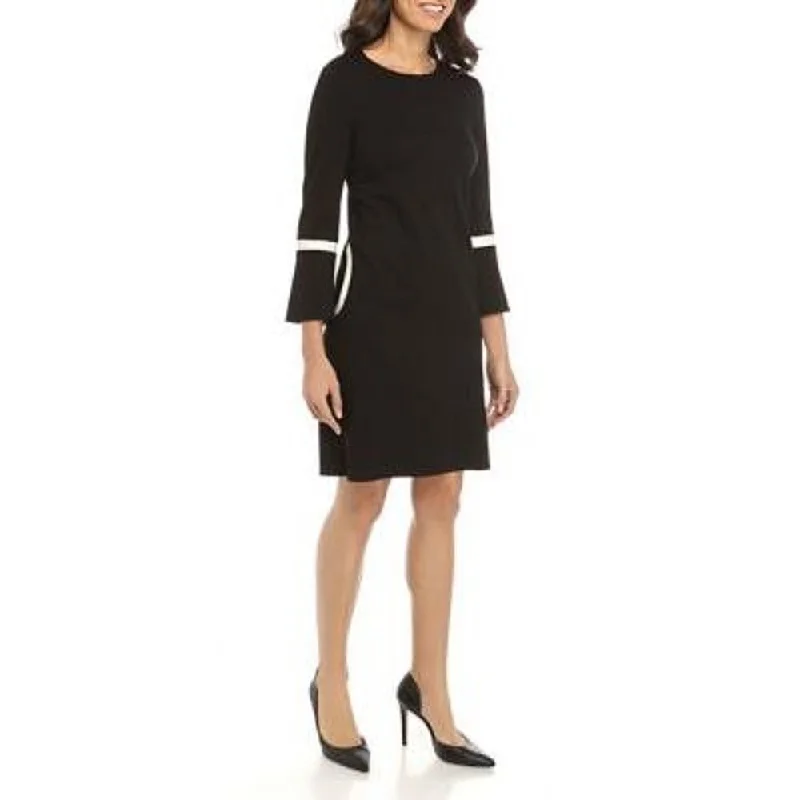 Anne Klein Women's Bell Sleeve Knit Dress Black Size X-Small