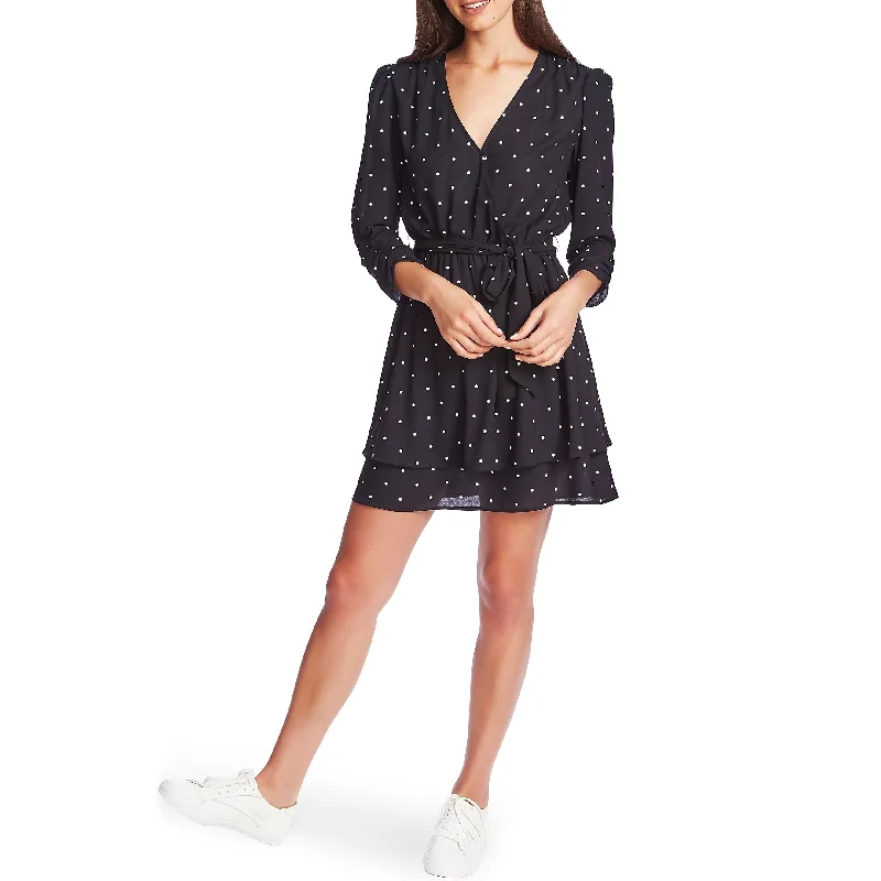 1.State Women's Moonlit Tie Waist Polka Dot Mini Dress White Size X-Large