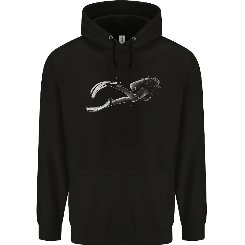 A Lone Scuba Diver Diving Mens 80% Cotton Hoodie