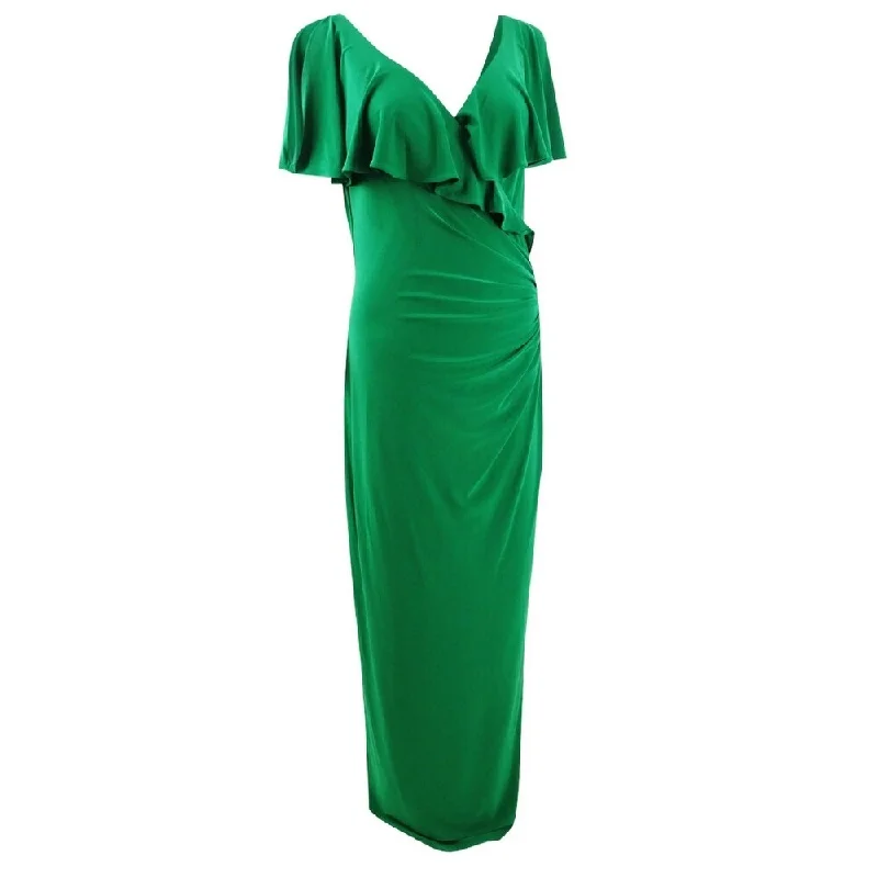 Ralph Lauren Women's Cold Shoulder Jersey Gown Green Size 14