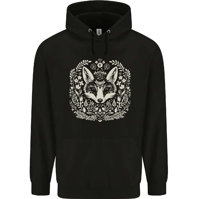 A Linocut Fox Mens 80% Cotton Hoodie