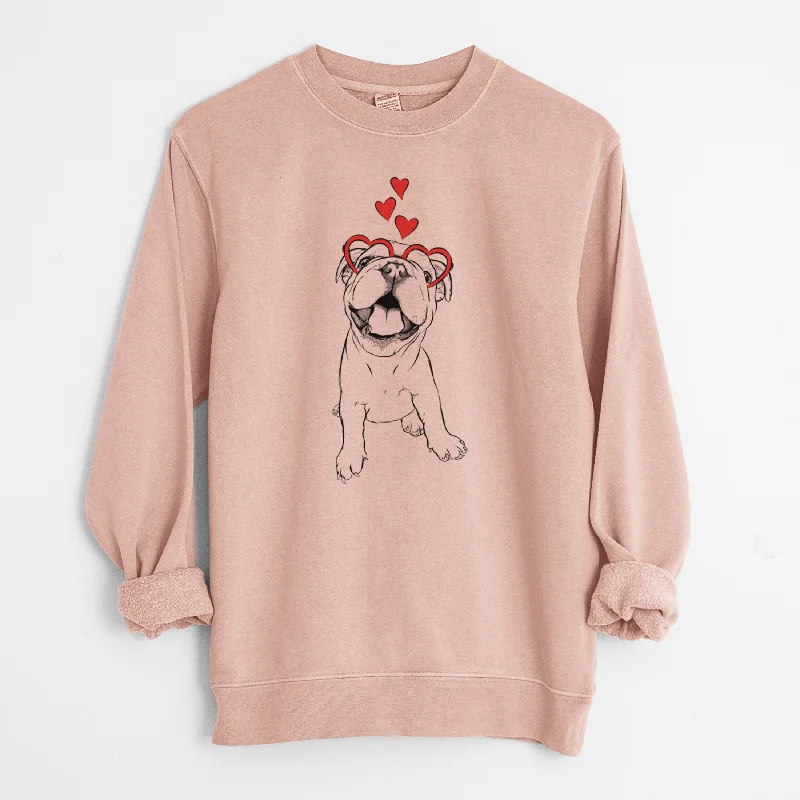 Valentine Tyke the English Bulldog - Unisex Pigment Dyed Crew Sweatshirt