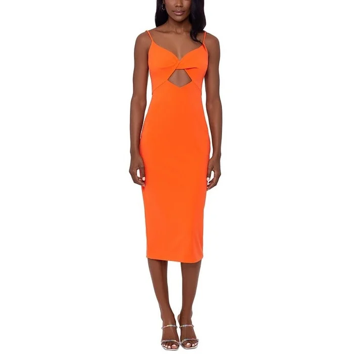 Xscape Women's Cutout Midi Dress Orange Size 4