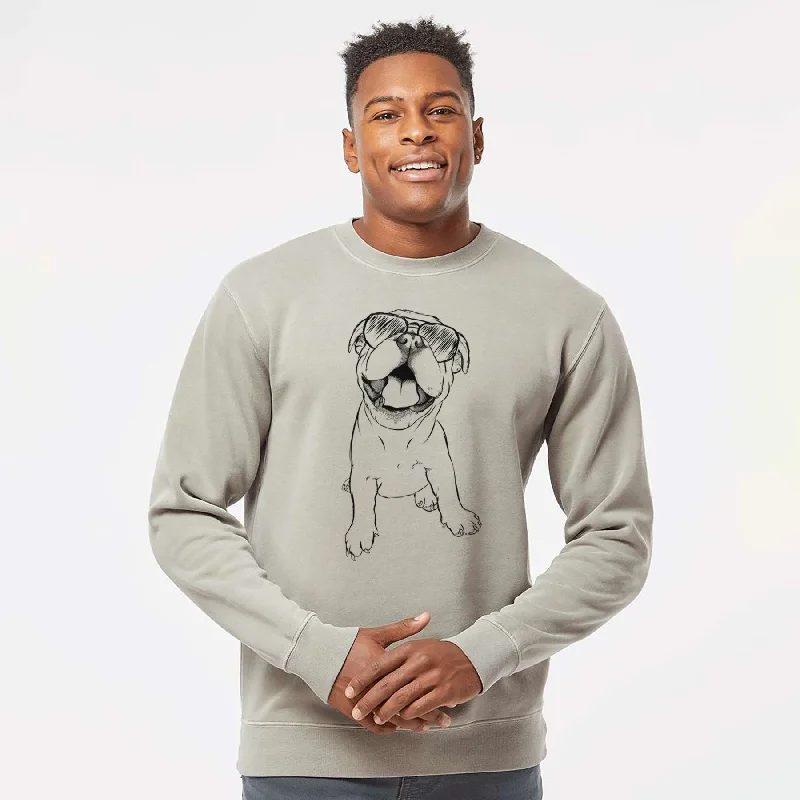 Aviator Tyke the English Bulldog - Unisex Pigment Dyed Crew Sweatshirt