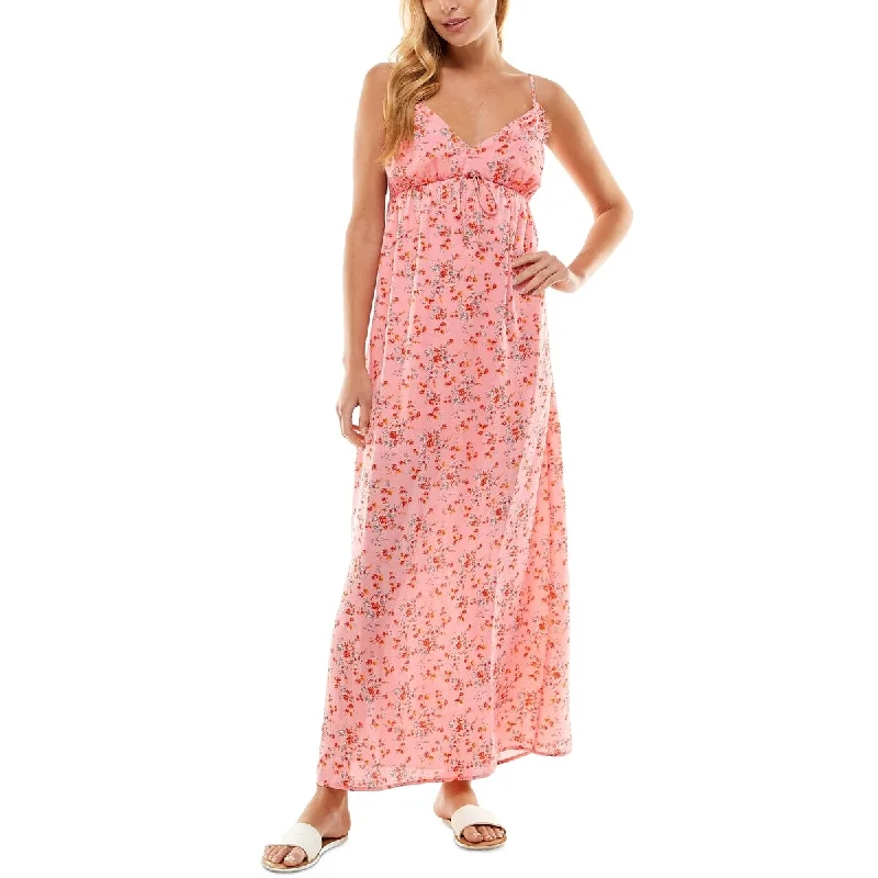 City Studios Junior's Empire Waist Maxi Dress Pink Size Small