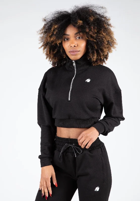 Ocala Cropped Half-Zip Sweatshirt - Black