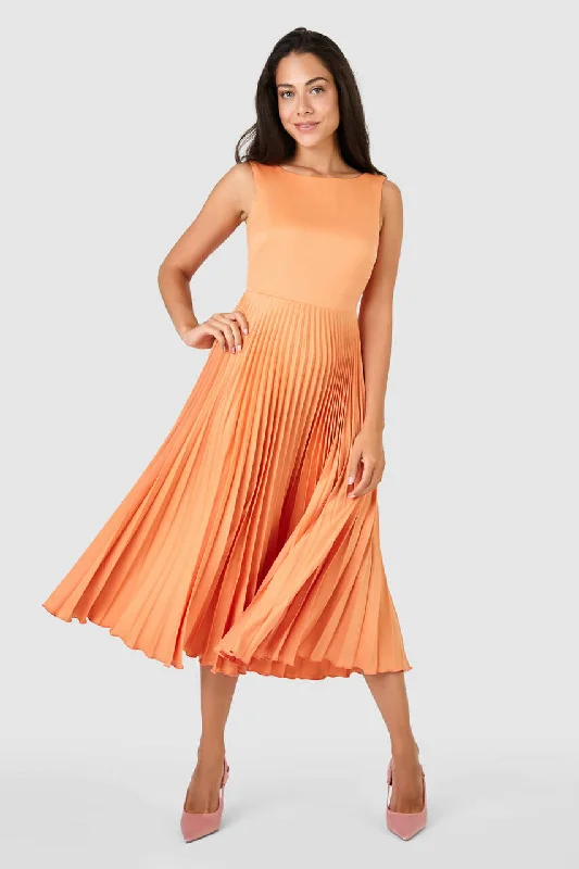 Clementine Pleated Dress (Peach)