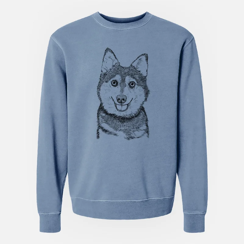 Bare Tellie the Alaskan Klee Kai - Unisex Pigment Dyed Crew Sweatshirt