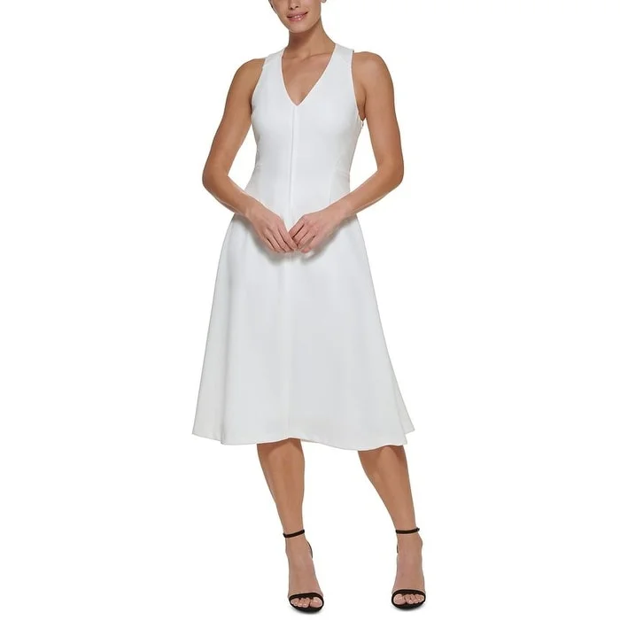 DKNY Women's Cross Back Midi Dress White Size 2