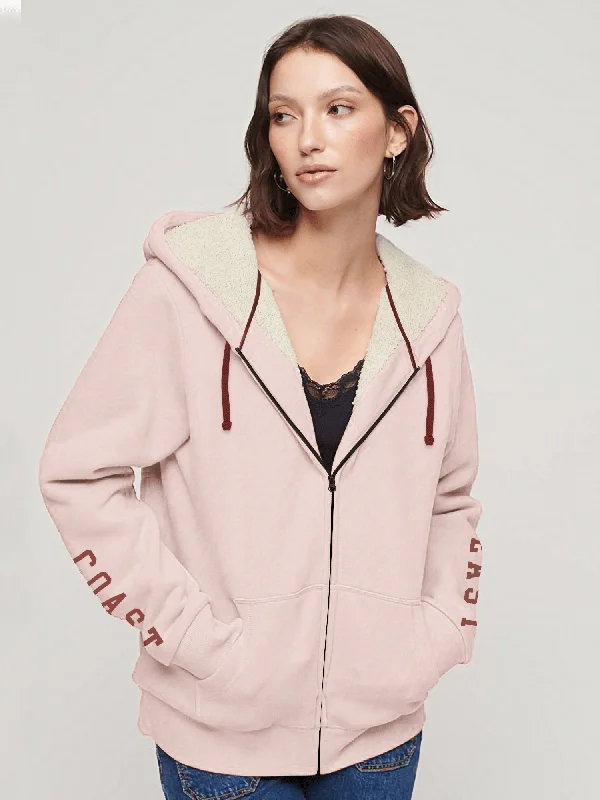 WOMEN'S PINK HEAVY FUR HOODIE