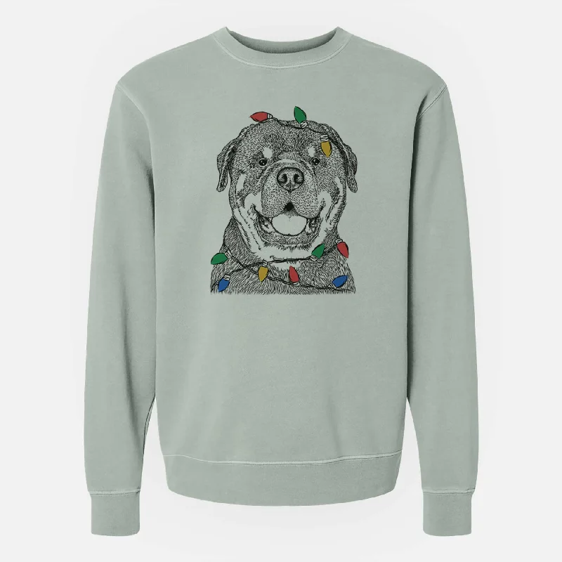 Christmas Lights Titan the Rottweiler - Unisex Pigment Dyed Crew Sweatshirt