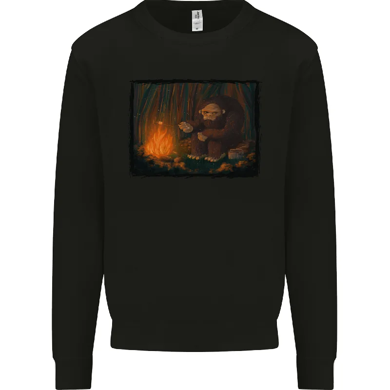 Bigfoot Camping and Cooking Marshmallows Mens Sweatshirt Jumper