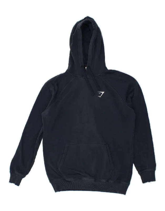 GYMSHARK Mens Hoodie Jumper Medium Navy Blue Cotton