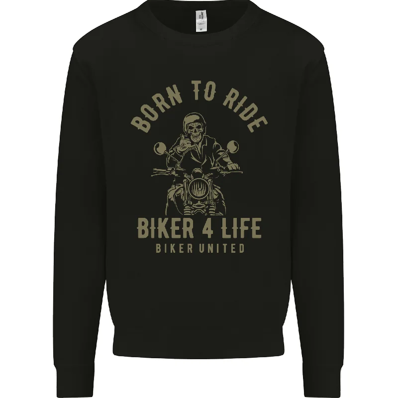 Biker 4 Life Motorbike Motorcycle Skull Mens Sweatshirt Jumper