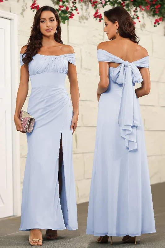 Chic Off The Shoulder Chiffon Bridesmaid Dresses