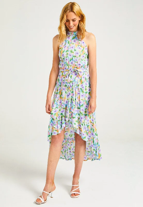 High Low Halterneck Dress in Floral Dress