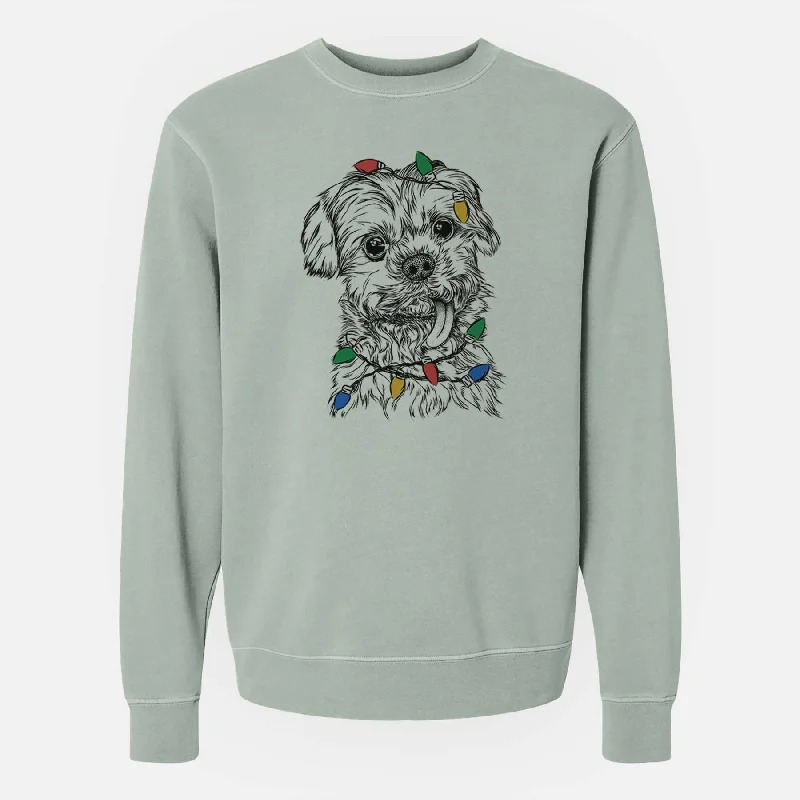 Christmas Lights Tiny Titan the Shih Tzu - Unisex Pigment Dyed Crew Sweatshirt