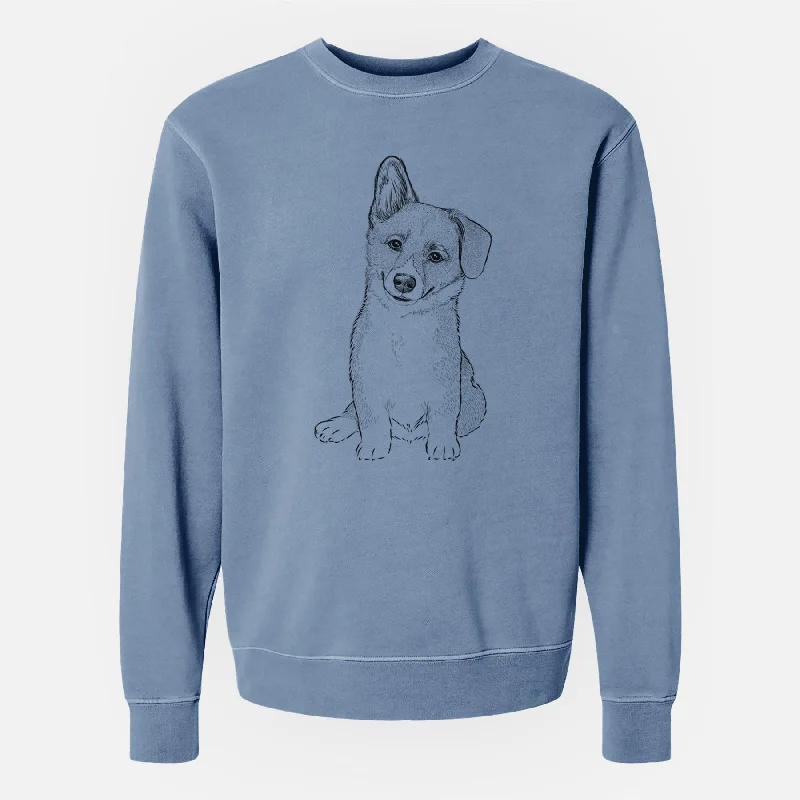 Bare Toby the Corgi Puppy - Unisex Pigment Dyed Crew Sweatshirt