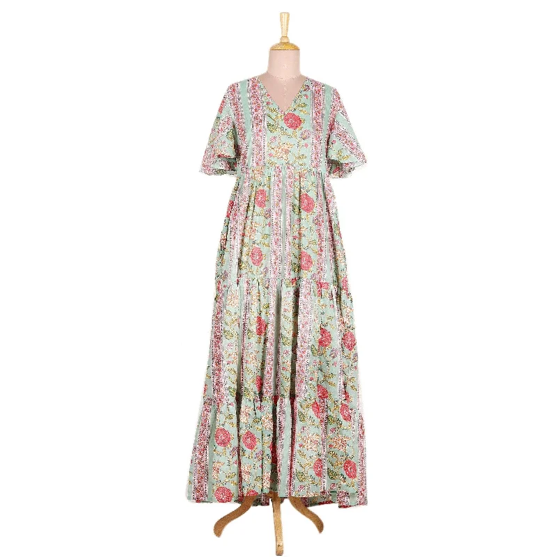 NOVICA Cotton maxi dress Floral Symphony