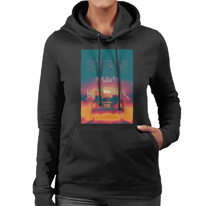 Back to the Future Delorean 35 Electric Flames Women's Hooded Sweatshirt