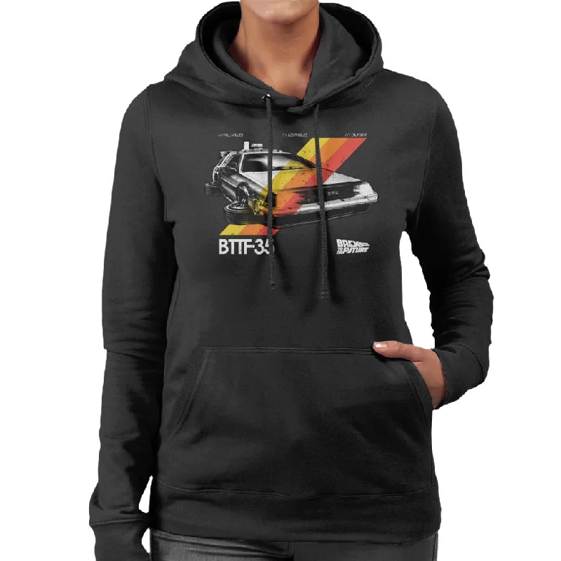 Back to the Future 35th Anniversary Delorean Stripes Women's Hooded Sweatshirt