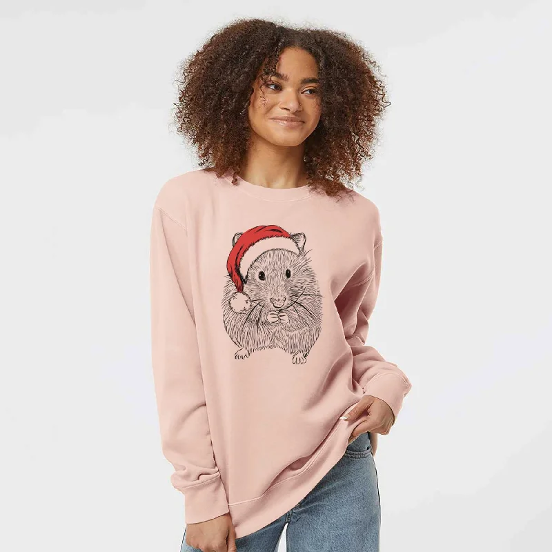 Santa Twitch the Hamster - Unisex Pigment Dyed Crew Sweatshirt