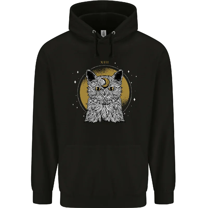 A Lunar Cat Moon Mens 80% Cotton Hoodie