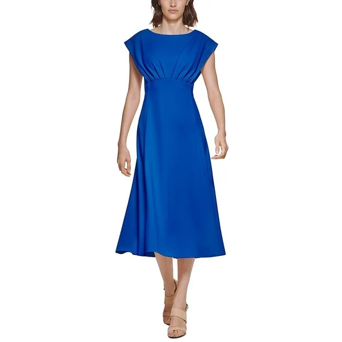 Calvin Klein Women's Cap Sleeve Midi Dress Blue Size 6