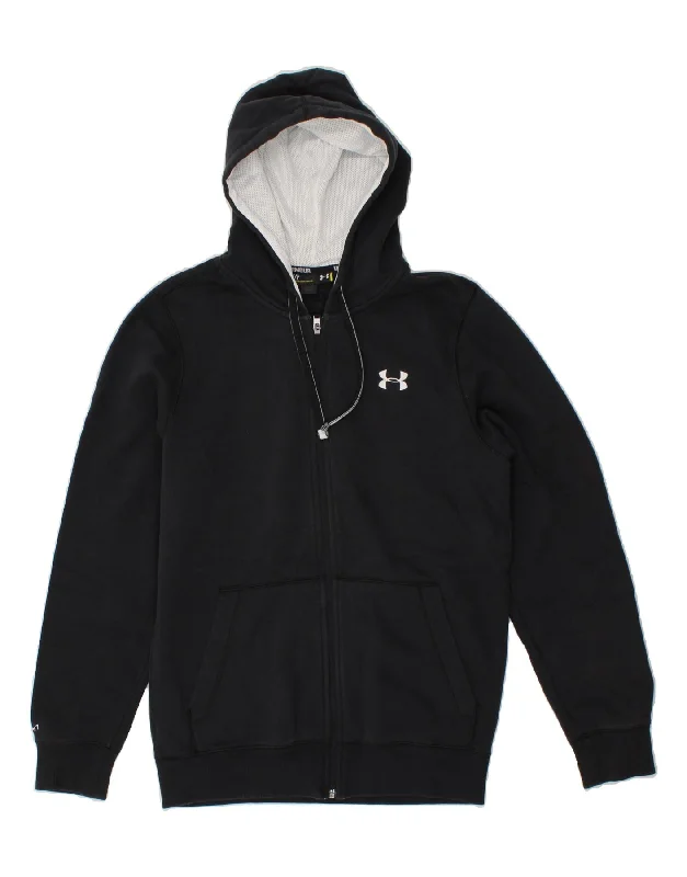 UNDER ARMOUR Mens Zip Hoodie Sweater Small Black Cotton