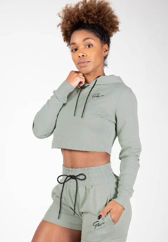 Pixley Crop Top Hoodie - Light Green