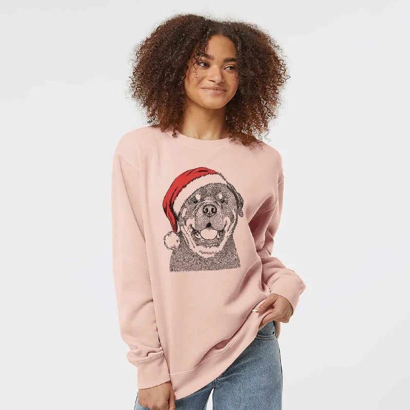 Santa Titan the Rottweiler - Unisex Pigment Dyed Crew Sweatshirt