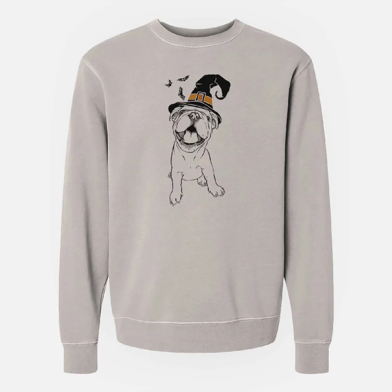 Witch Tyke the English Bulldog - Unisex Pigment Dyed Crew Sweatshirt