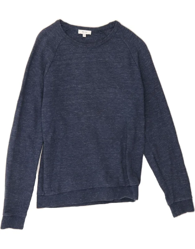 REISS Womens Sweatshirt Jumper UK 6 XS Navy Blue Flecked Cotton