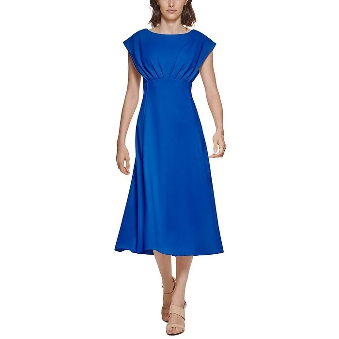 Calvin Klein Women's Cap Sleeve Midi Dress Blue Size 2