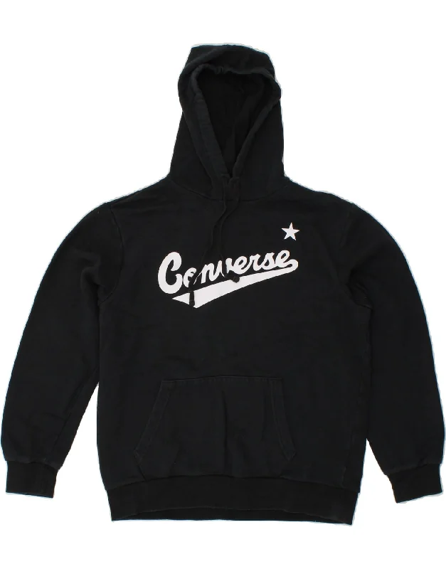 CONVERSE Mens Graphic Hoodie Jumper Medium Black Cotton