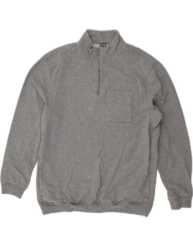 GAP Mens Zip Neck Sweatshirt Jumper Large Grey Cotton