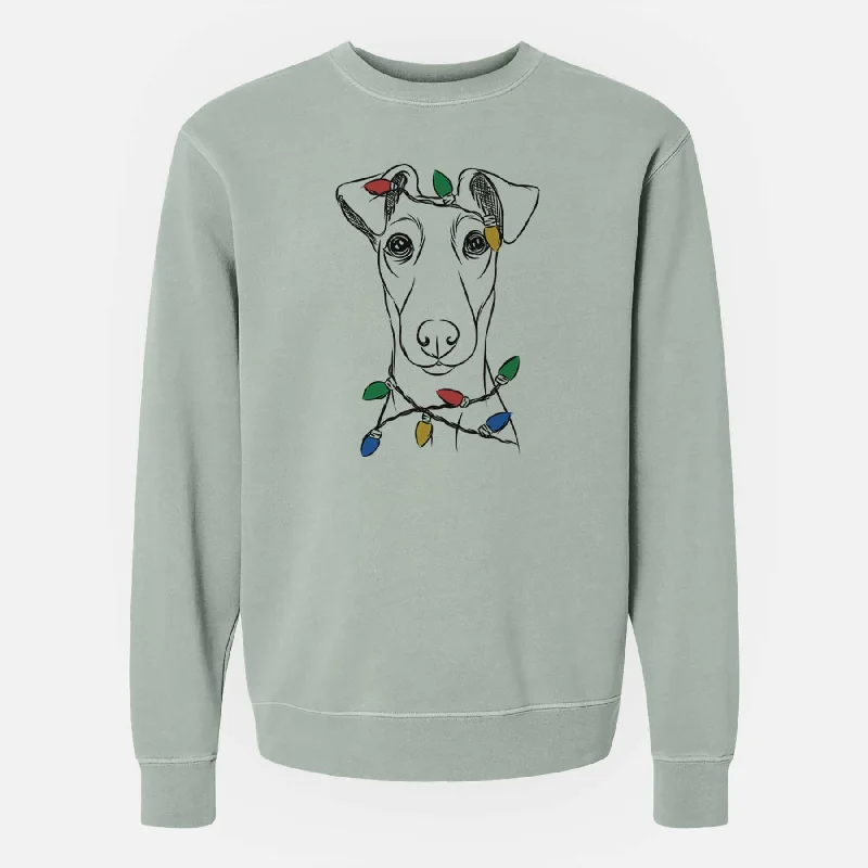 Christmas Lights Tanner the Fox Terrier - Unisex Pigment Dyed Crew Sweatshirt