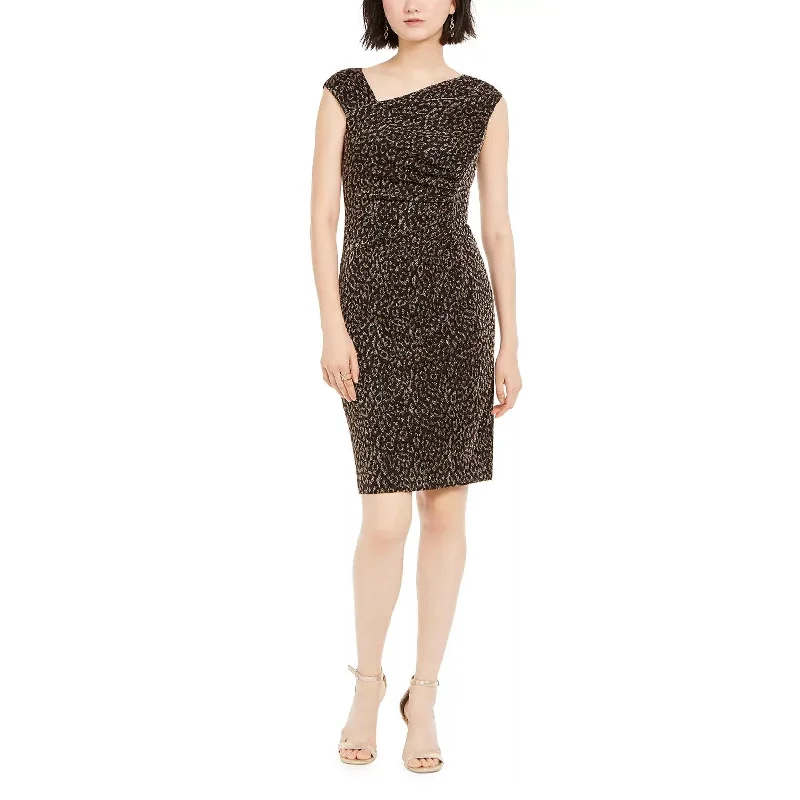 Vince Camuto Women's Metallic Animal Print Bodycon Dress Gold Size 14