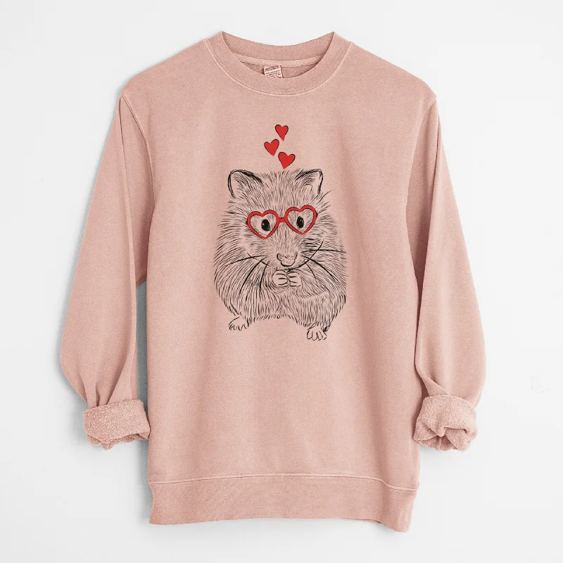 Valentine Twitch the Hamster - Unisex Pigment Dyed Crew Sweatshirt