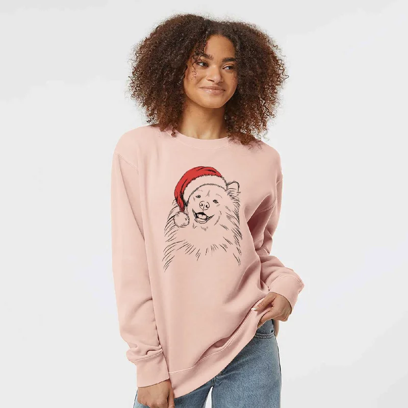 Santa Tillie the Samoyed - Unisex Pigment Dyed Crew Sweatshirt