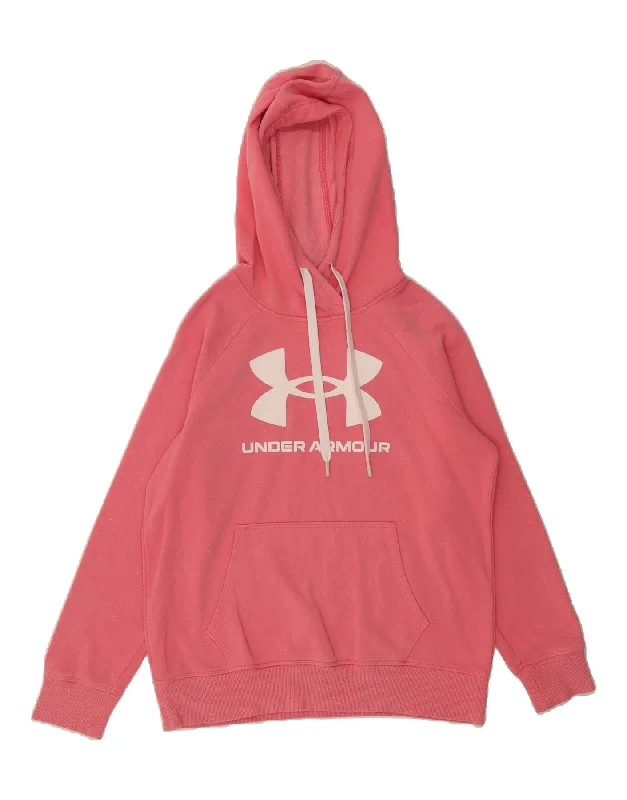 UNDER ARMOUR Womens Oversized Hoodie Jumper UK 10 Small Pink Flecked