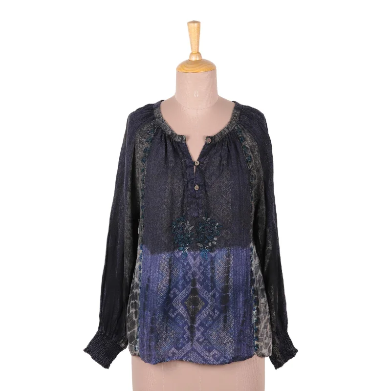 Novica Handmade Tapestry Rayon Peasant Blouse