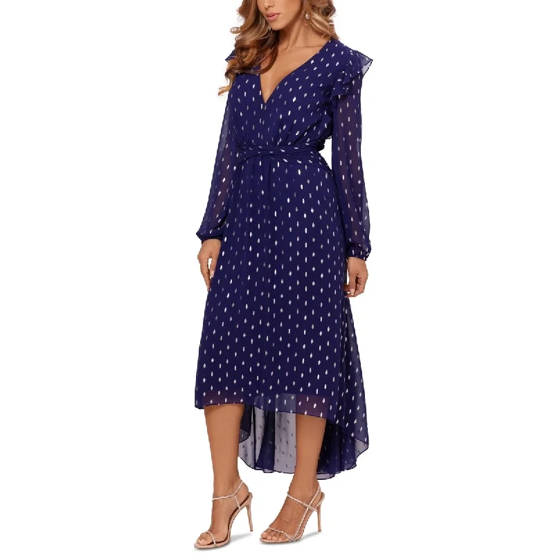 Betsy & Adam Women's Clip Dot Midi Dress Blue Size 8