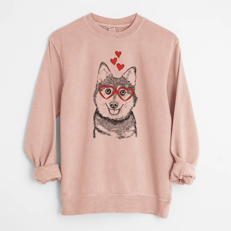 Valentine Tellie the Alaskan Klee Kai - Unisex Pigment Dyed Crew Sweatshirt