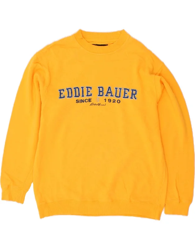 EDDIE BAUER Mens Graphic Sweatshirt Jumper Small Yellow Cotton