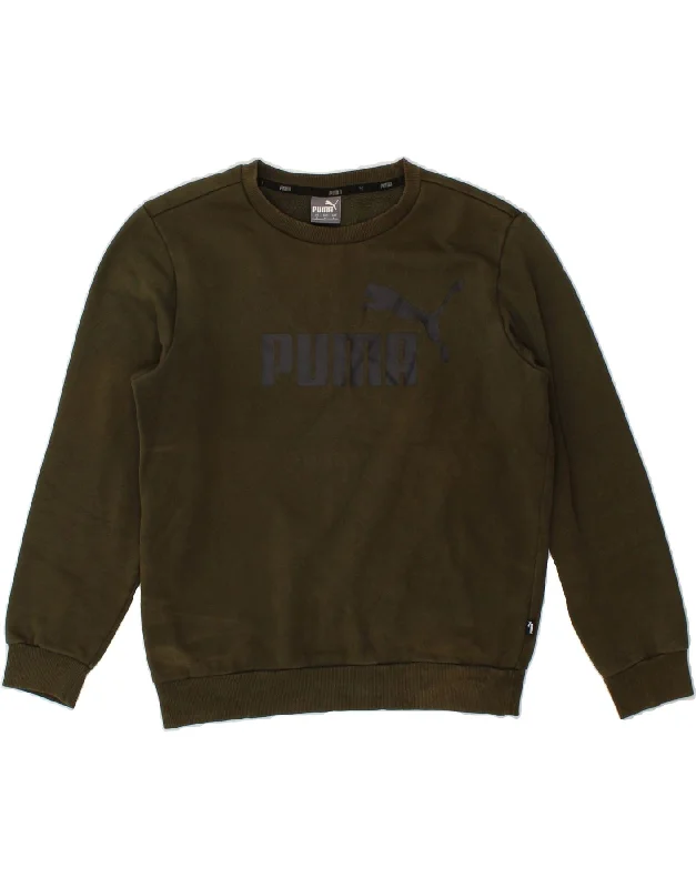 PUMA Mens Graphic Sweatshirt Jumper Small Khaki Cotton