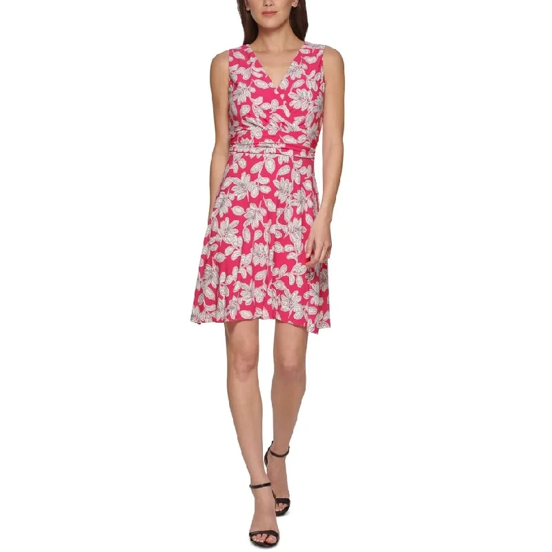 Tommy Hilfiger Women's Inkwell Printed Faux Wrap Dress Pink Size 14