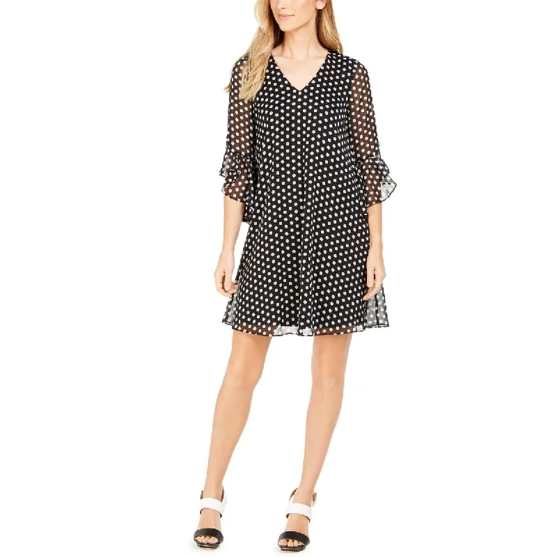 Calvin Klein Women's Polka Dot Trapeze Dress Black Size 4