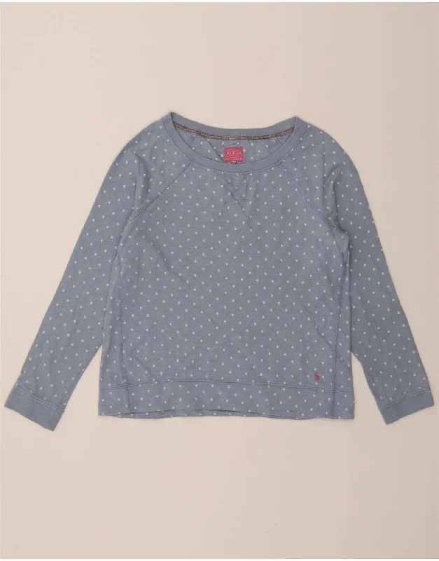 JOULES Womens Oversized Crop Sweatshirt Jumper UK 10 Small Blue Polka Dot