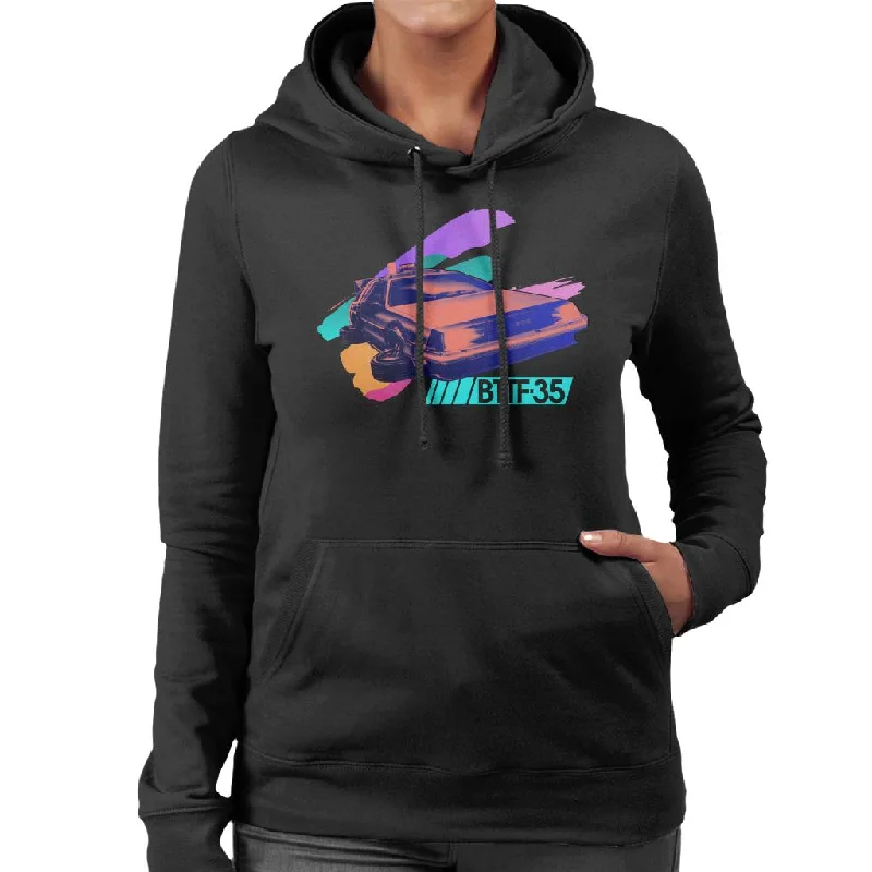 Back to the Future 35th Anniversary Delorean Flying Women's Hooded Sweatshirt